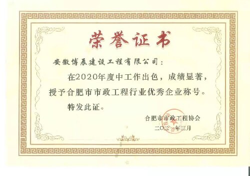 2020年度合肥市市政星空官方网站,星空xingkong(中国)行业优秀企业
